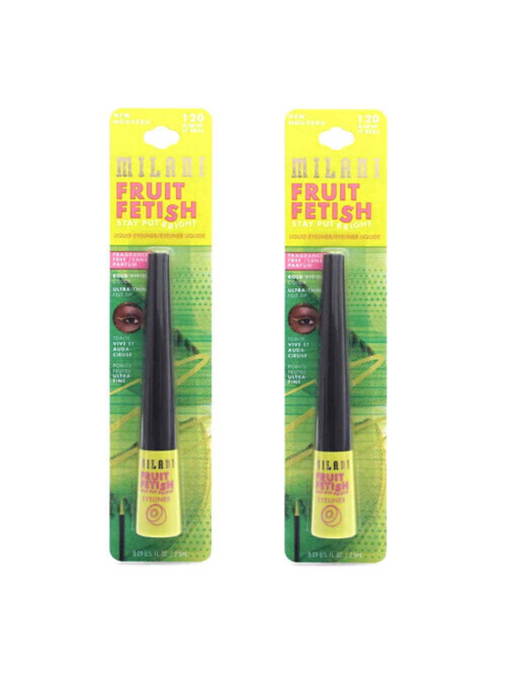 2-Pack NEW Milani Fruit Fetish Stay Put Bright Eyeliner 120 Kiwin It Real SEALED